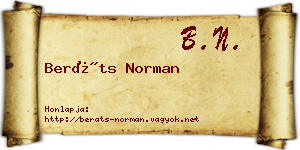 Beráts Norman névjegykártya